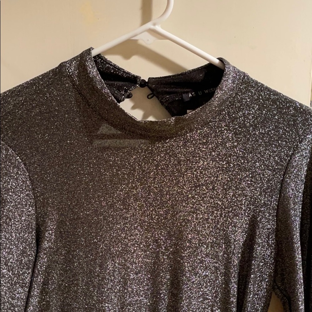 sparkly silver bodycon mid thigh dress